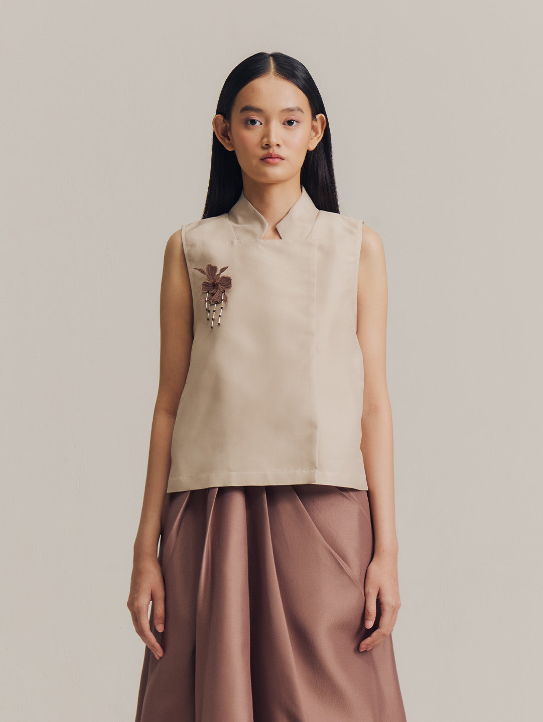 Aru Top in Bone